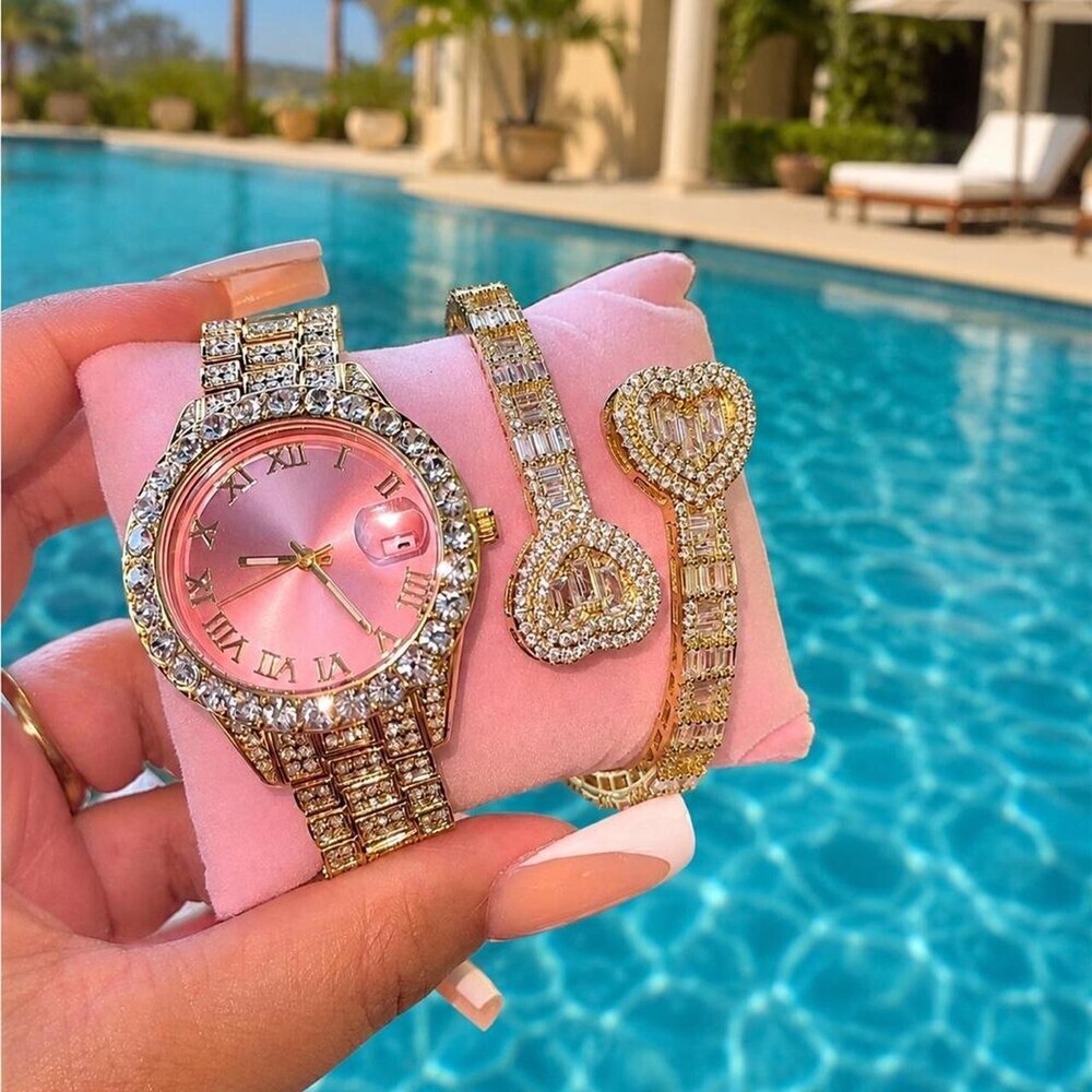 Women's Gold and Pink Watch